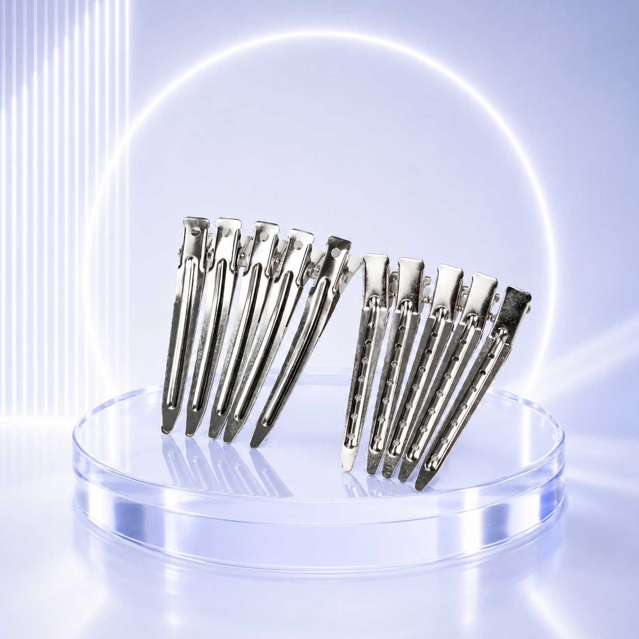 Marvac Medium Silver Section Clips for Hair Cutting - Metal Salon Clips