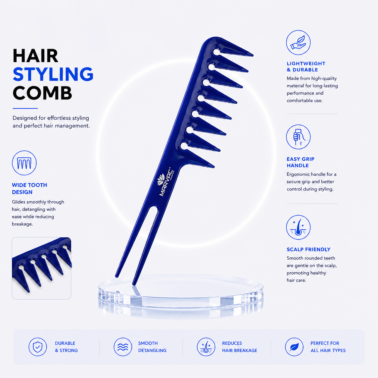 Marvac Hair Styling Comb - Smooth Finishing & Cutting Comb