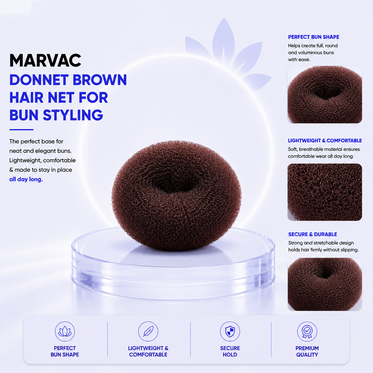 Marvac Donnet Brown - Hair Net for Bun Styling
