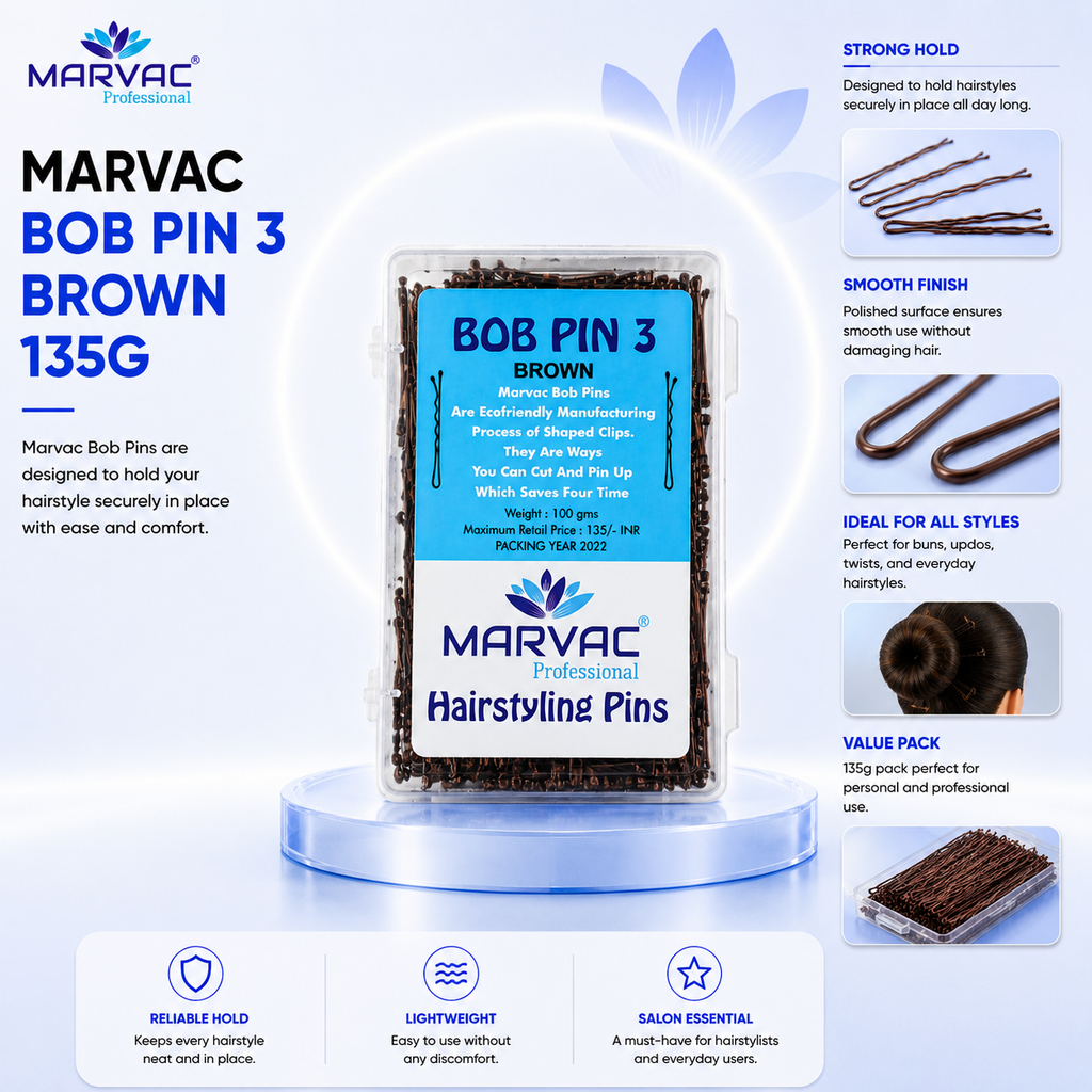Marvac Black Bobby Pins No.3 (135g) Strong Hold Hair Pins