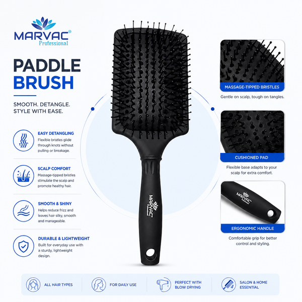 MARVAC Professional Large Paddle Hair Brush for Detangling & Styling