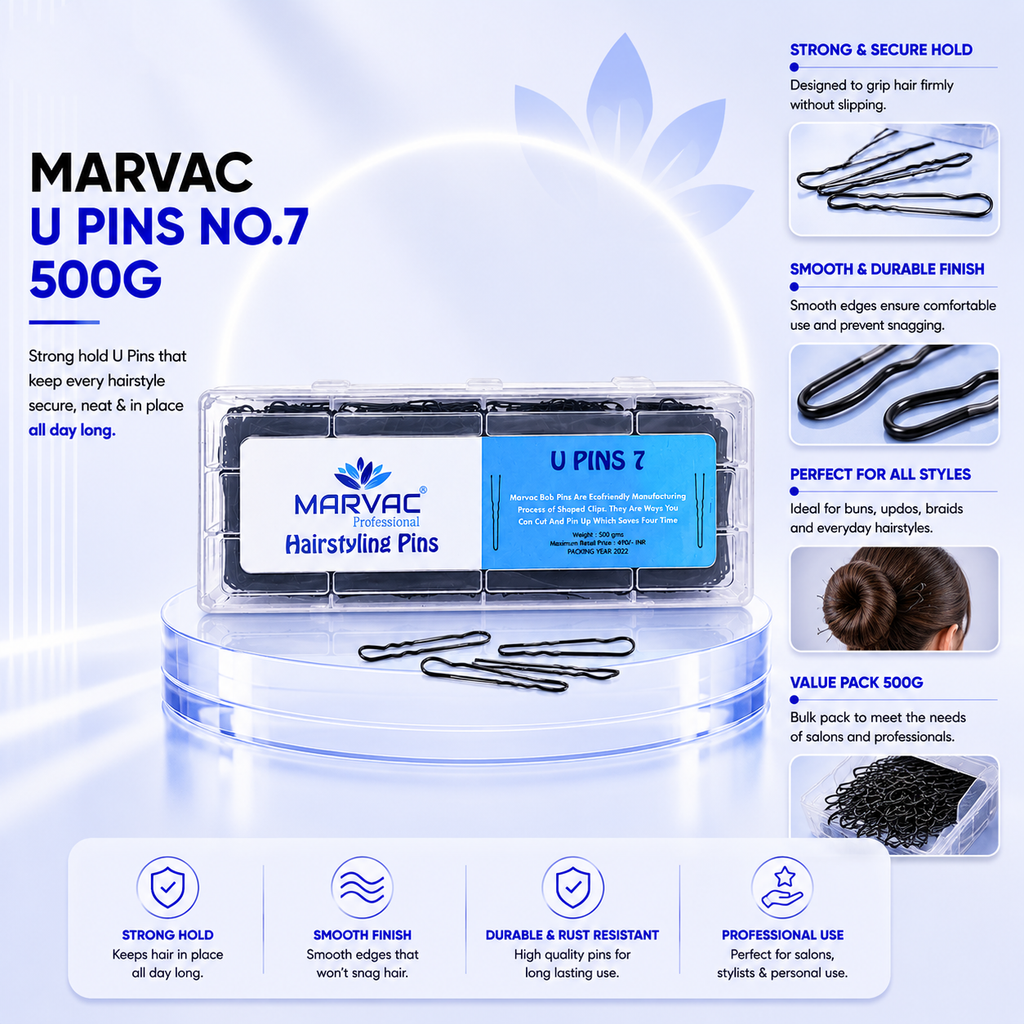 Marvac U Pins No.7 500g - Hair Pins for Bun & Bridal Hairstyles
