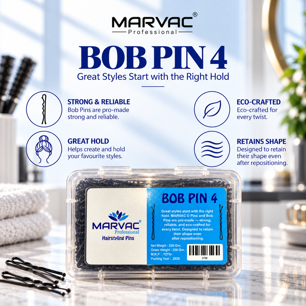 Marvac Bob Pins No.4 250g - Matte Finish Hair Pins for Neat Styling