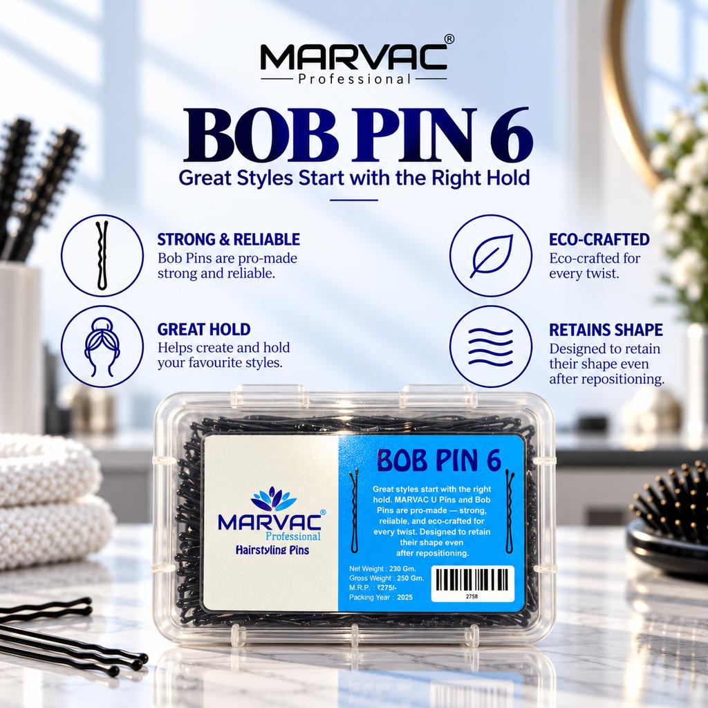 Marvac Bob Pins No.6 250g - Matte Finish Hair Pins for Strong Styling