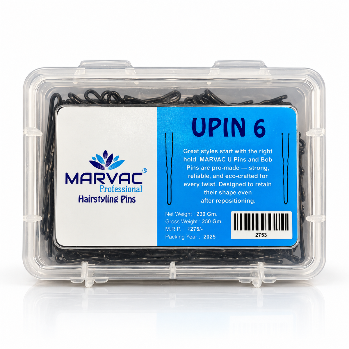 Marvac U Pin No.6 230g - Secure Hair Pins for Buns & Sleek Hairstyles