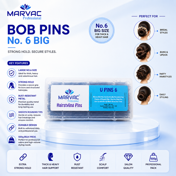 Marvac Bob Pins No.6 Big 500g - Strong Hold Hair Pins