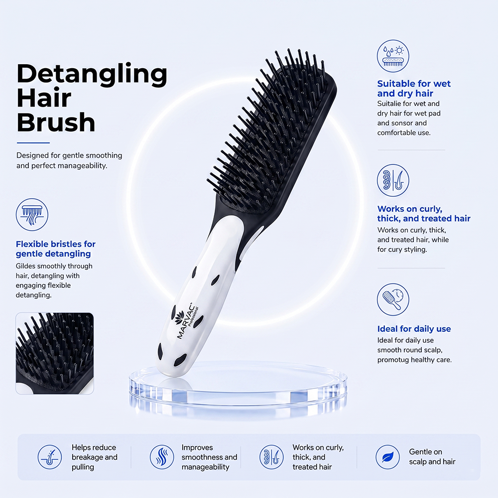 Marvac Detangling Hair Brush – Gentle Tangle-Free Styling Brush