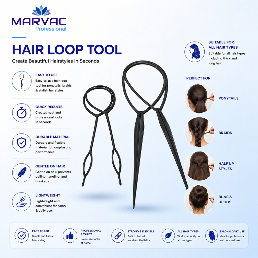 Marvac Hair Loop Tool for Ponytail & Braiding - Easy Styling Tool