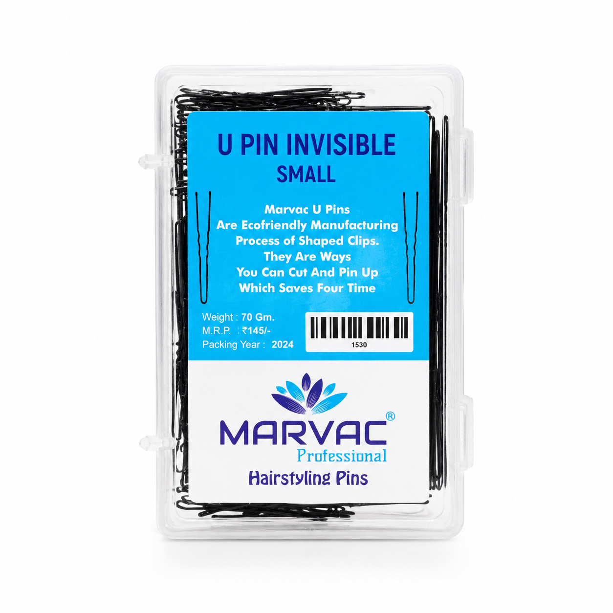 Marvac Thin U Pins 100g - Hair Pins for Bun & Bridal Hairstyles