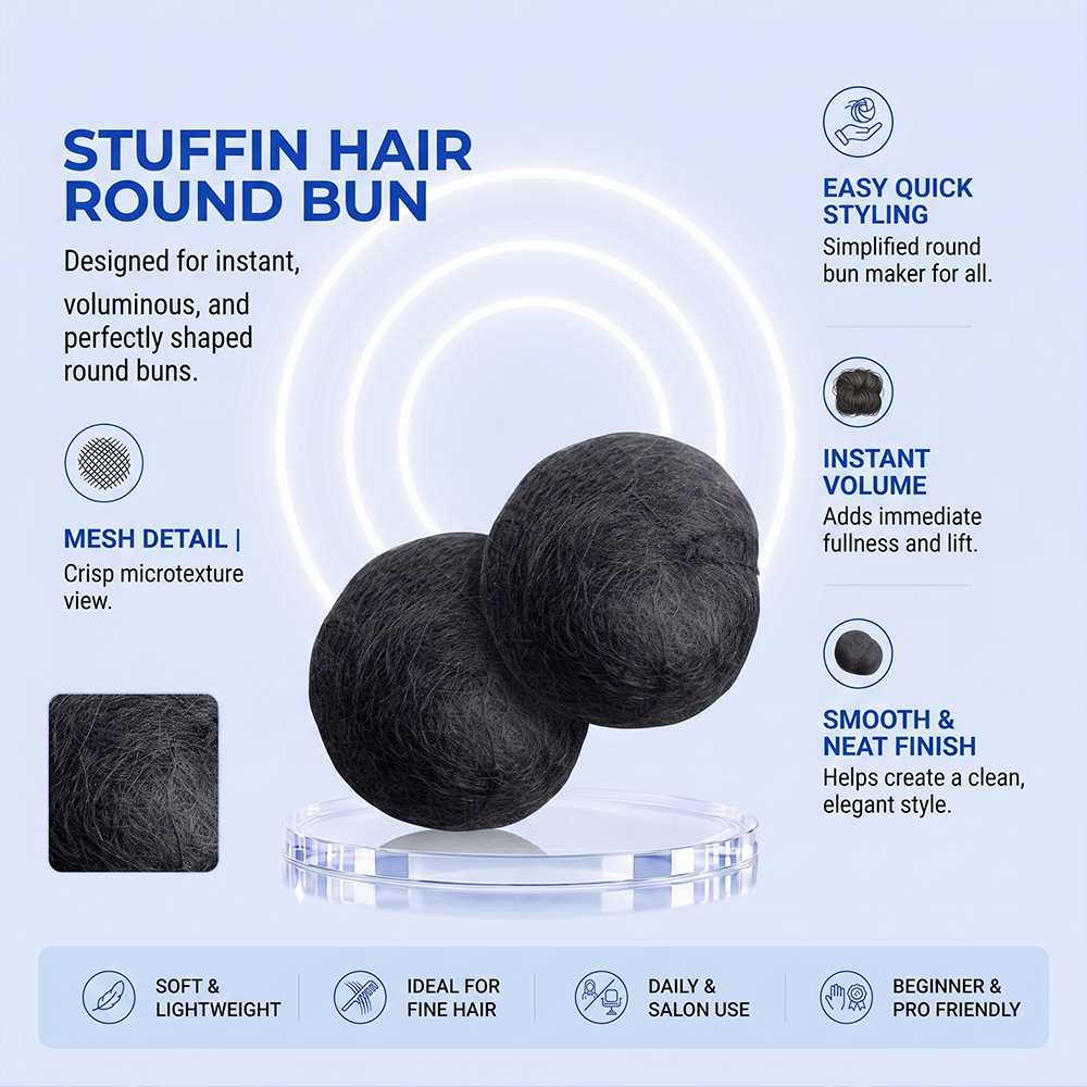 Marvac Stuffin Hair Bun Round - Bun Maker for Volume