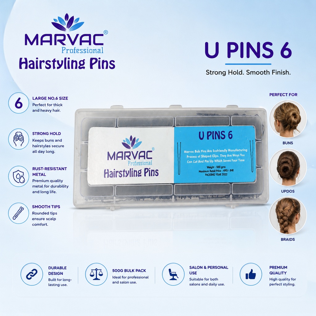 Marvac U Pins No.6 500g - Strong Hold Hair Pins for Bun