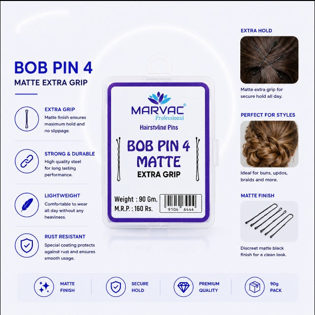 Marvac Matte Bob Pins No.4 - Strong Hold Hair Pins
