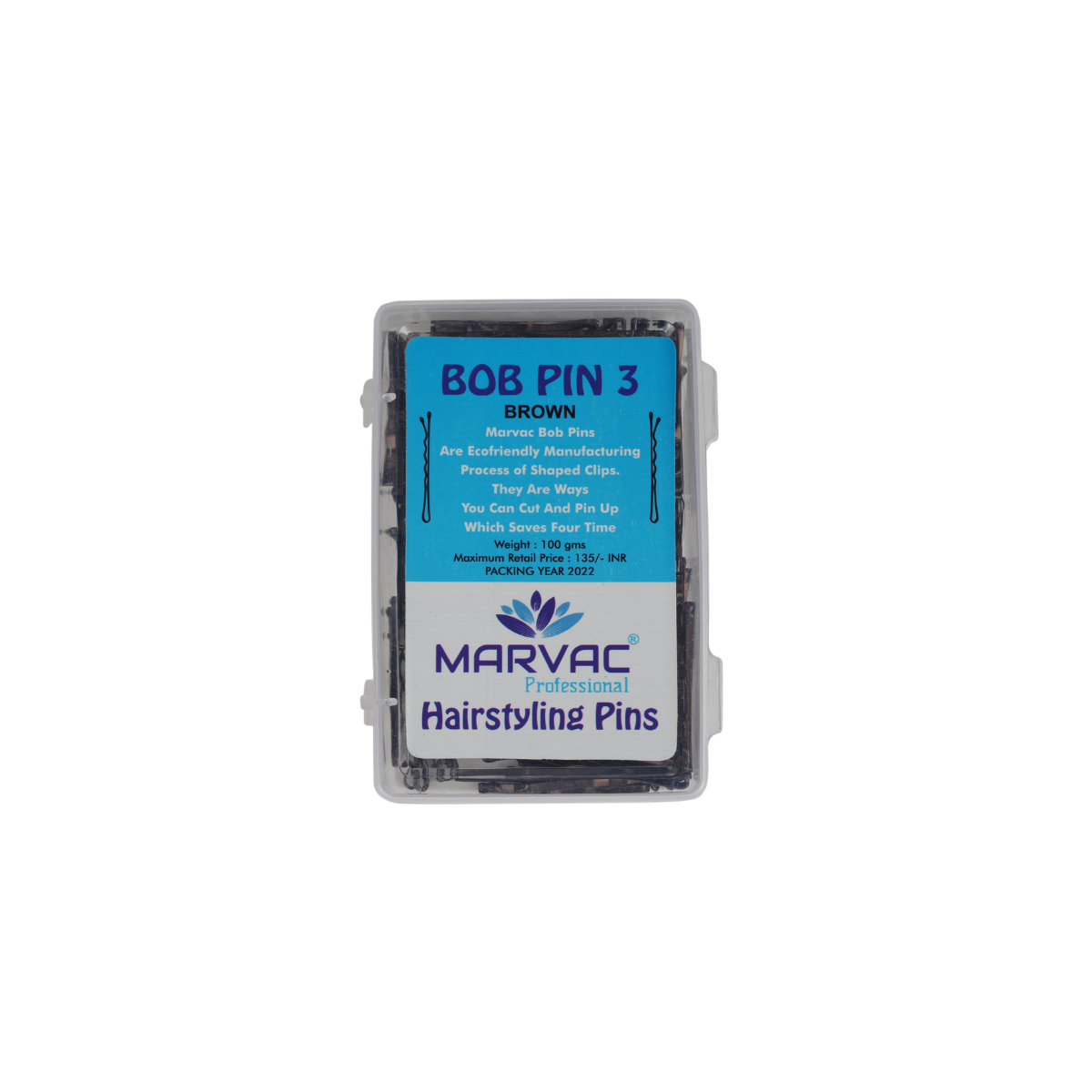 Marvac brown bobby pins No.3 135g strong hold hair pins for salon and daily hairstyling