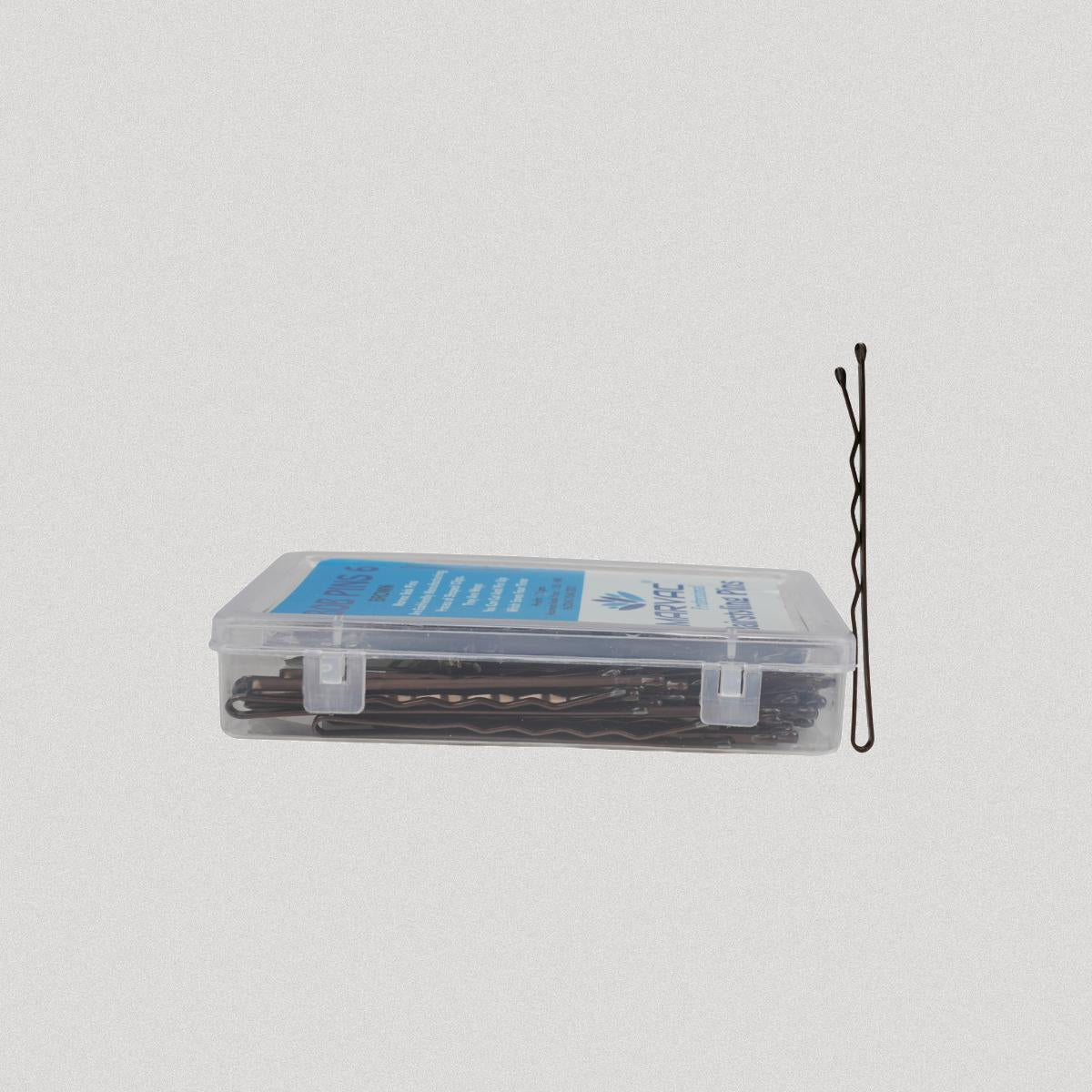 Marvac brown bobby pins No.6 135g side angle durable hair pins for salon use and daily hairstyling