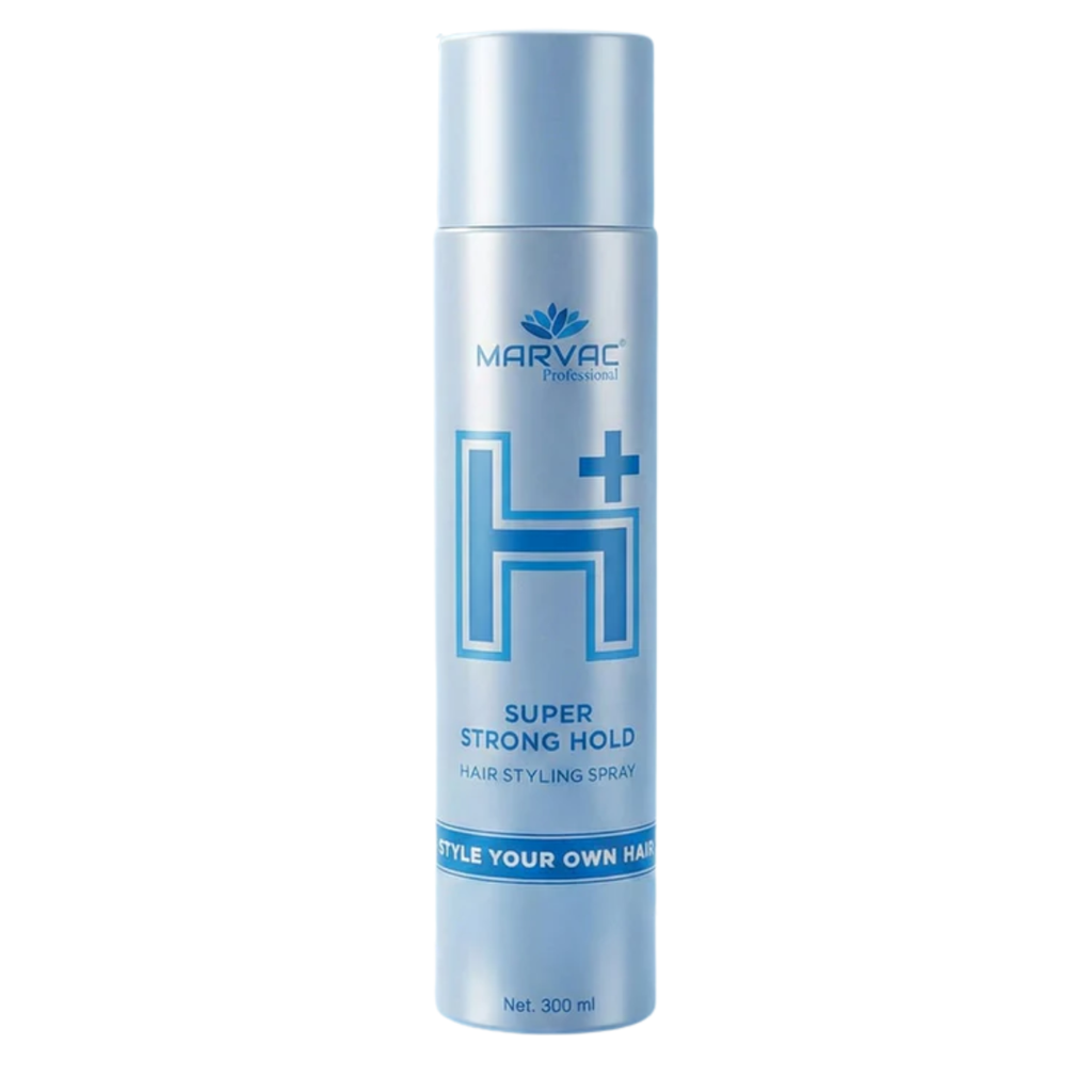 Marvac H+ Super Strong Hold Hair Spray 300ml professional salon styling spray for long lasting hairstyles
