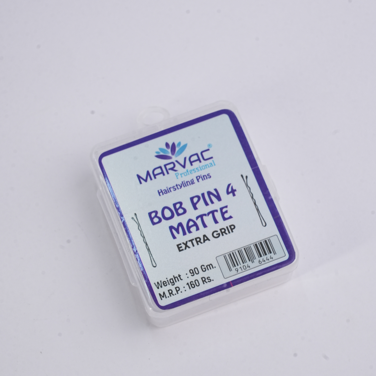 Marvac Matte Bob Pins No.4 90g packaging with extra grip matte finish on white background