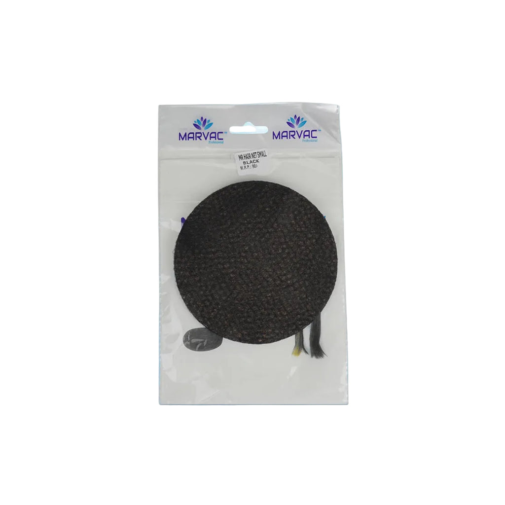 Small black hair net for securing bun and updo hairstyles in salon styling