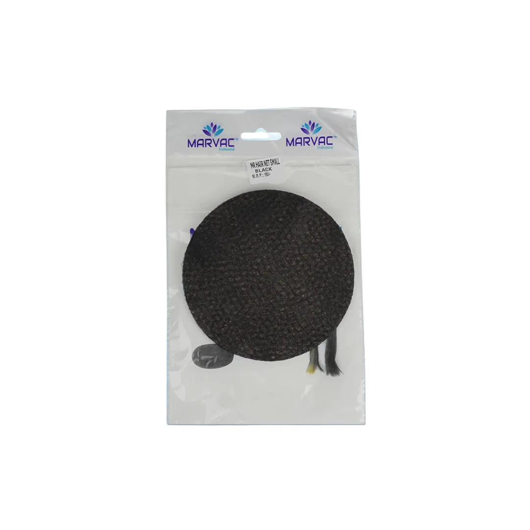 Small black hair net for securing bun and updo hairstyles in salon styling